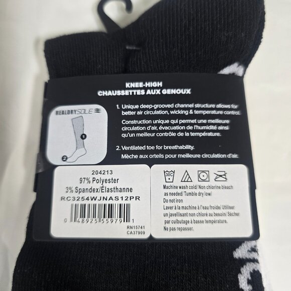 Converse Knee Highs Socks Womens 4-10 White Black Patch Logo Striped NWT 2 Pack - Picture 3 of 4